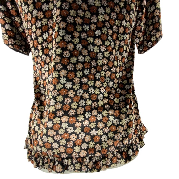 Madewell Velvet Tulip-Sleeve Ruffle Top in Petite Blooms D7 - Picture 9 of 11